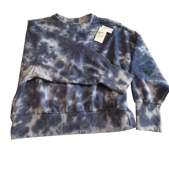 Old Navy Blue Tie Dye Oversized Sweater with Fitted Sleeves Unique Dye SZ XL - Picture 3 of 8
